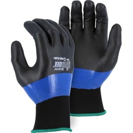 Majestic 3237/L SuperDex 3/4 Micro Foam Glove Over Closed Cell Full Nitrile Dip on Polyester Shell, Breathable Coating, Dotted Palm for Stronger Grip, Large, Black