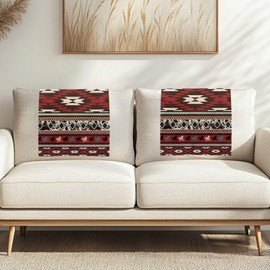 NETILGEN Red Aztec Navajo Headrest Cover for Recliner Chair Sofa Head Rest Slipcovers Non Slip Couch Furniture Protectors for Home Decor Set of 2