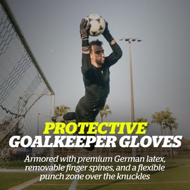 Storelli Electric Goalkeeper Gloves, Soccer Goalie Gloves for Youths & Adults, Negative Cut, Premium Latex with Removable Finger Spines