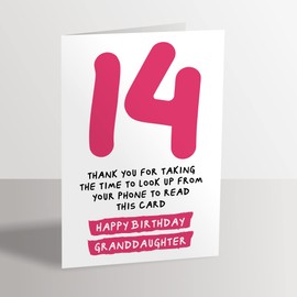 Granddaughter 14th Birthday Card for Granddaughter - Funny Card for 14 Year Old