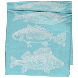 PPD Riviera Fish Aqua Tissue Napkins Pack of 20 Napkins - Light Blue/White, 12.5 cm, 1252003