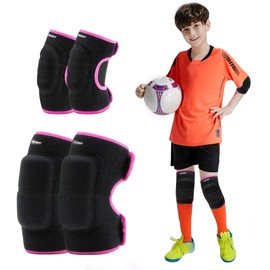 EULANT Adjustable Soft Elbow Pads and Knee Pads for Kids, Child Protective Pad Sets for Bicycle Roller Skating Basketball Football Volleyball Dancing Kneeling,Rose S