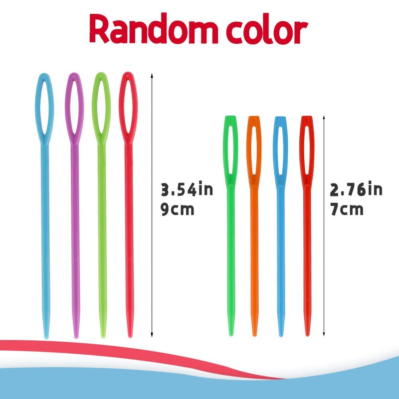 LUNARM 50PCS Yarn Needles Set Assorted Plastic Big Eye Sewing
