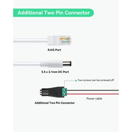 LINOVISION DC12V Waterproof POE Splitter, 10/100Mbps Outdoor Power Over Ethernet Splitter, IEEE802.3af/at POE to DC Power Supply for Security Cameras, VoIP Phone (2 Pack)