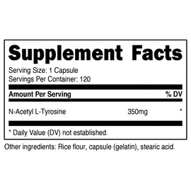 Nutricost N-Acetyl L-Tyrosine (NALT) 350mg, 120 Capsules (3 Bottles) - Gluten Free, Non-GMO