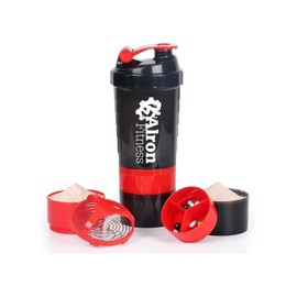 ALRON FITNESS AlronFitness Protein Shaker Bottle 500ml - Premium Gym Protein Shake Cup, Leak-Proof Flip Cap, Mixing Ball & Powder Storage, Perfect for Sports and Workout (16oz) (Red)