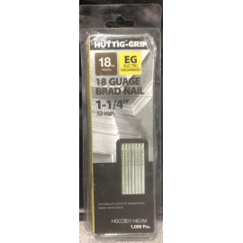 HUTTIG-GRIP 18 Ga Brad Finish Nail 1-1/4” 32mm Long Electro-Galv 1000 Pack