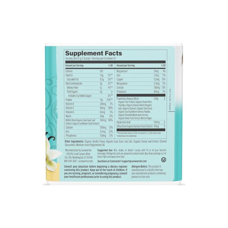 Sunwarrior Collagen Building Protein Peptides, Tahitian Vanilla, 500 g