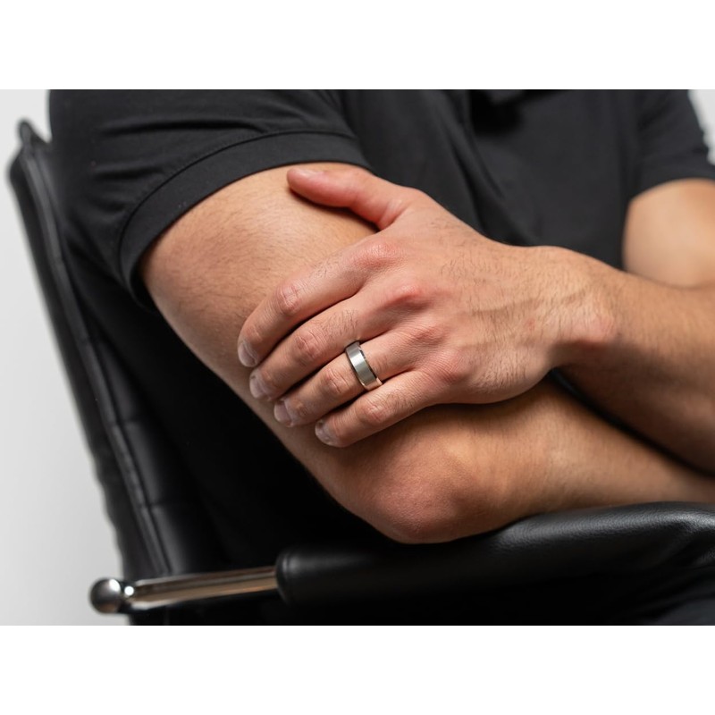 Ridge Beveled Ring Set 8mm - Platinum - 12