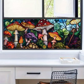 WBQMUNY Glass Window Film Stained Glass Window Film Privacy Decorative Tinting Film for Home Frosted Bathroom Window Coverings Static Cling Non-Adhesive 17.7" x 39.5" (BH142)