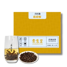Premium Da Hong Pao Wuyi Rock Tea [A] - Traditional Crafted Loose Leaf Chinese Oolong Tea - 2g/8g x 12 Infusions - 崇慧岩大红袍606 (8g * 12, Nutty Aroma)