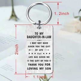 Jzxwan Jzxwan Daughter In Law Gifts from Mother in Law, Future Daughter-in-Law Valentines Day Wedding Day Gift Ideas, Happy Birthday Keychain for Daughter In Law Present Unique