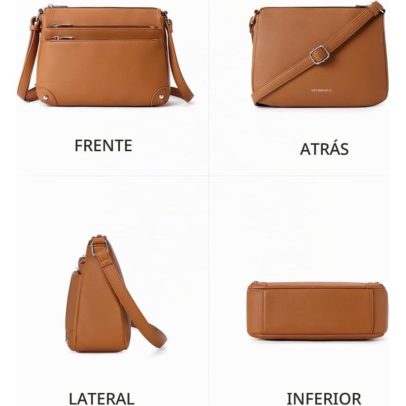 WESTBRONCO - Bolsos cruzados para mujer, tamaño mediano, bolso con