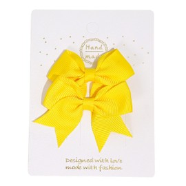 2 Pcs 6cm Hair Bows for Girls, Bow Barrettes for Little Girls Cute Hair Accessories for Girls Bowknot Hair Clip (Yellow)