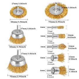 Wire Wheel Brush Drill Attachment 9 Pcs with 1/4in Shank for Cleaning Rust, Stripping and Abrasive