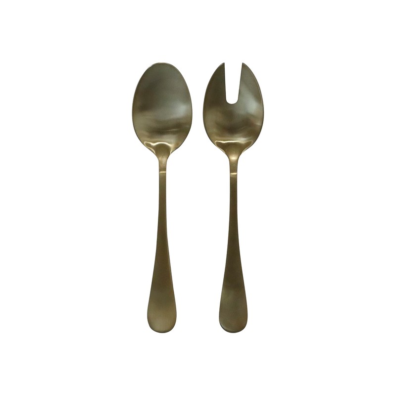 Chic Antique Nordique Salad Servers Set of 2 Gold Stainless