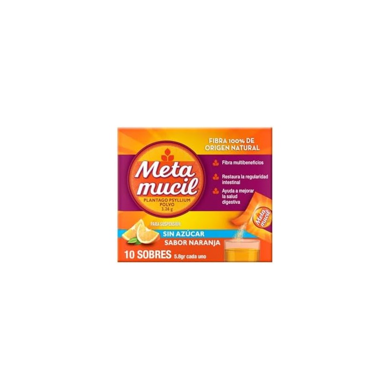 Metamucil Fibra Natural Sabor Naranja 10 sobres