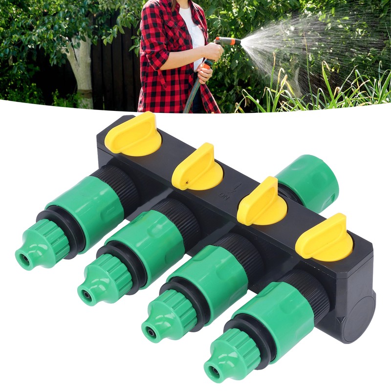 Water Hose Splitter ABS Material 4 Way Stainless Durable Garden