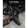 ILM Motorcycle Leather Shoes for Men Waterproof Anti-Slip Leather with
