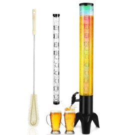 Beer Dispenser, 100oz/3.2 qt Mimosa Tower Dispenser with Ice Tube and LED Light for Margarita, Liquor, Beverage - Tabletop Drink Tower Dispenser for Parties