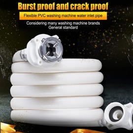 Washing Machine Water Inlet Hose Burst Proof Washer Parts PVC Water Pipe with Metal Connector for Haier Automatic Washing Machine (1.5m)