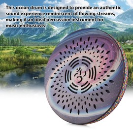 summina 12 Inch Ocean Drum Ethnic Percussion Instrument Painted Drum Pattern Birch Wooden Drum Woven Edge for Home Party Supplies Onomatopoeic Music