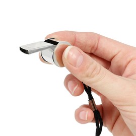 com-four® 10x whistle with band for hanging - safety whistle - metal football whistle for acoustic signal (With neck strap - 10 pieces)