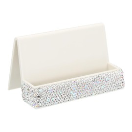 PATIKIL Business Card Holder for Desk, Rhinestone Business Card Holders Crystal Card Stand Organizer Cards Display for Office Exhibition, Silver