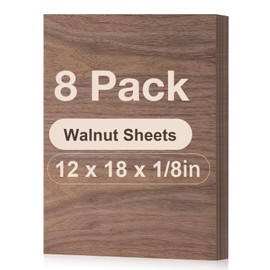 Rowood 8 Pack Walnut Plywood 1/8,12x18x1/8inch,Thin 3mm Unfinished Plywood for Laser Cutting & Engraving,DIY Adult Craft Project Kits for Ornaments, Models Drawing,Wood Burning