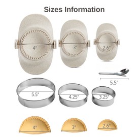 Dumpling Maker, Empanadas Press Mold Maker Set with Dough Cutter, Dumpling Mold Set for Pierogi, Pastelitos, Calzone, Turnovers, Chinese Dumpling White 3sizes (4"+3"+2.6")