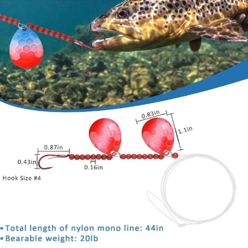 JSHANMEI 10 Pack Walleye Rigs Fishing Lures Walleye Spinner Rig