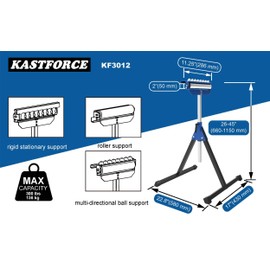 Heavy-Duty Roller Stand 300 Lbs 136kg Loading Capacity (3 in 1 Roller), Adjustable Miter Saw Extension, Folds Flat for Easy Storage, 2 Inch (50mm) Stainless Steel Roller KF3012