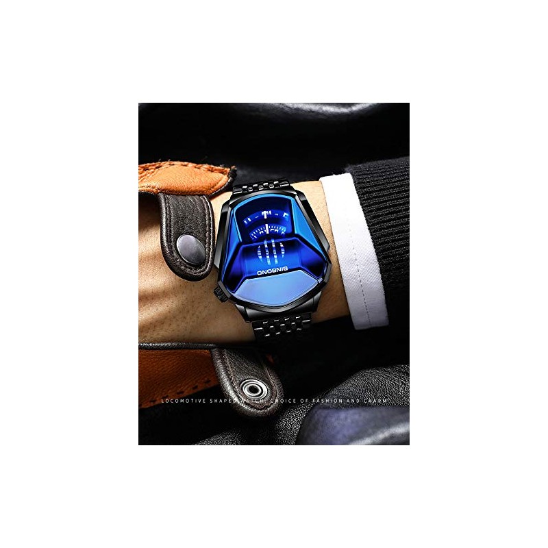 FANMIS Creative Fashion Blue LED Binary Digital Watches Men's Stainless