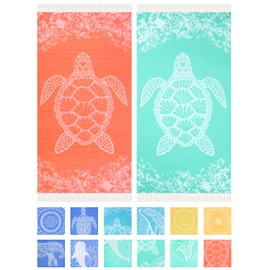 Haleey 2 Pack Turkish Cotton Beach Towel Lightweight Absorbent Quick Dry Bathroom Bath Pool Swim Towels Extra Large Oversized Sand Free Towel Beach Accessories Essentials Cloud Gift for Adults