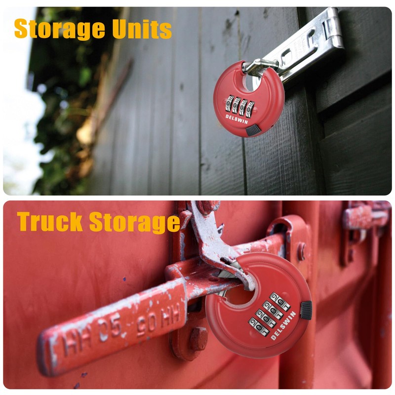 DELSWIN Outdoor Combination Padlock - 4 Digit Heavy Duty Disc