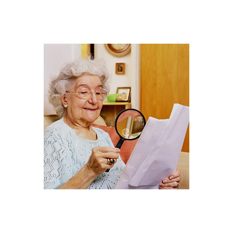 Feosky Handheld Reading Magnifier, 10X Magnifier, 75mm Shatterproof Lens, Adults