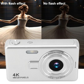 Digital Camera, 50MP 1080P, 16X Digital Zoom, Auto Focus, Vedio Camera with 2.4" Screen, Compact Anti-Shake Vlogging Camera for Students and Kids (Silver)