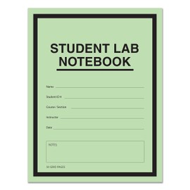 BookFactory Student Lab Notebook (Scientific Grid Format) 8.5'' x 11'' - 50 Pages (1 Pack) Saddle-Stitched - Green Cover (Made in USA)