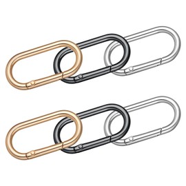 6PCS Key Hook for Purse ，Ymapinc Oval Keychain Clip， Suitable for Keys, Bags, Handbags, Crafts - 1.97 X 1.00inch Gold, Silver, Black