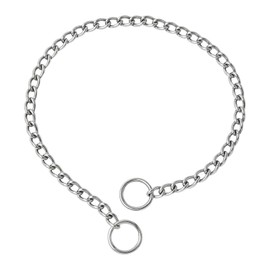 WePet Dog Chain Collar, Metal Slip Collar, Heavy Duty Choke Collar, for Training, Control, Durable Steel Cuban Links, Avail, Silver, XS