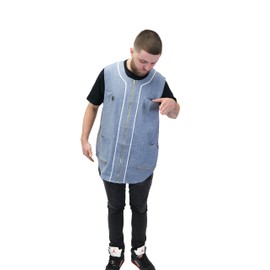 Generic Barber Vest Denim Barber Vest For Men King Midas (XL), 1X, Blue