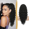 PEACOCO Ponytail Extension 20inch Long Synthetic Drawstring Ponytail Afro Curly