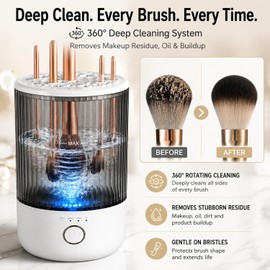 Máquina eléctrica de limpieza de brochas de maquillaje, limpiador de brochas de maquillaje multifuncional integrado, arranque con un solo clic, adecuado para varias brochas de maquillaje y