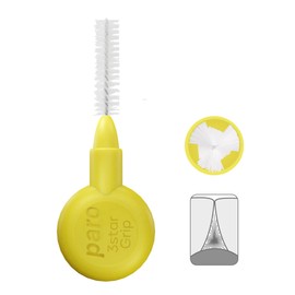 Paro Swiss 3Star-Grip Interdental Brushes – Xx-Fine, Triangular, Yellow, 2.5mm, 4x12 Pack – Deep Between Teeth Cleaning