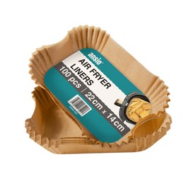 Air Fryer Paper Liners – 100 PCS Rectangle Disposable Liners, 22cm x 14cm x 4.5cm Inner Fit, Compatible with Ninja, Salter, Tower and Other Dual Zone Air Fryers – Pack of 100