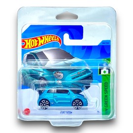 Hot Wheels Fiat 500e (Turquoise) 8/10 HW Green Speed - 2023-144/240(Short Card) - COMES IN A KLAS CAR KEEPER PROTECTIVE COLLECTORS CASE - HKH59