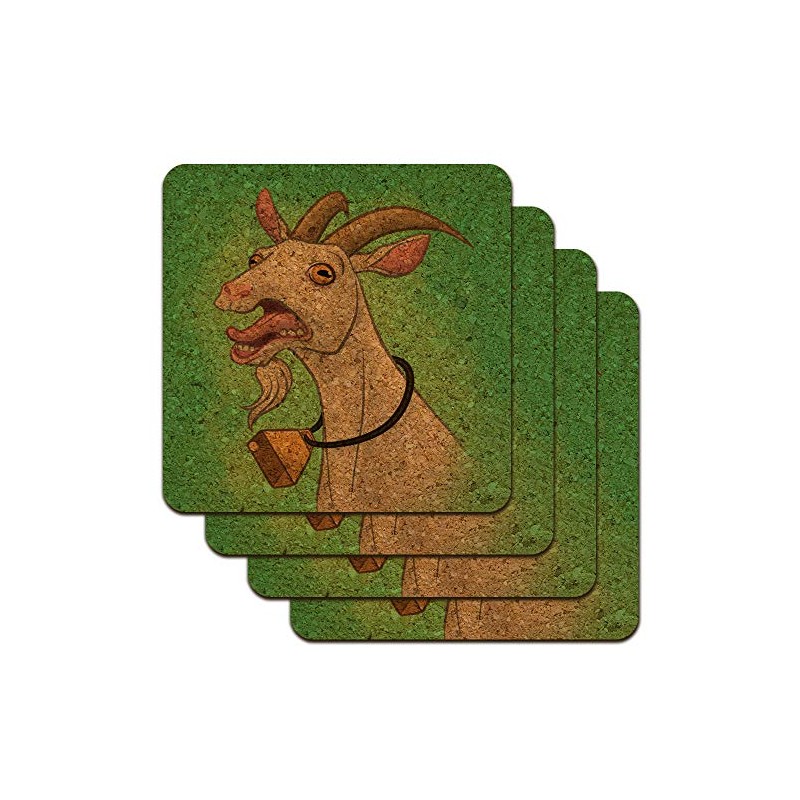 Screaming Goat Low Profile Novelty Cork Coaster Set