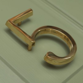 Polished Brass Floatinig House Number | 5 inch Modern Door Sign Numbers Signs Plaques | Street Home Address Numerals