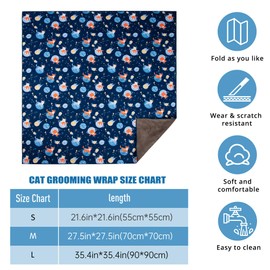 ZINGTERRA Cat Grooming Wrap,Anti-Escape Cat Wrap for Grooming,Self-Adherent Soft Cat Blanket to Wrap,Anti-Bite,Clip Nails,Anti-Scratch,Cat Calming Wrap,Cat Burrito Wrap,Swaddle Wrap Pet Tool