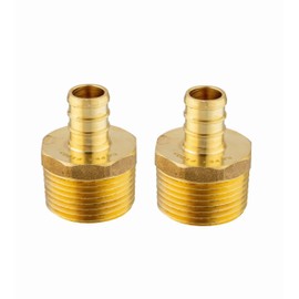 EFIELD Pex 1/2" x 3/4" NPT Adapter Brass Crimp Fittings ASTM F1807, NSF/ANSI 61, Pack of 2